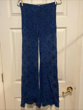 Nightcap Navy Blue Lace Flare Pants